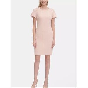 Calvin Klein Gathered Shoulder Sheath Blush color Dress Size 2